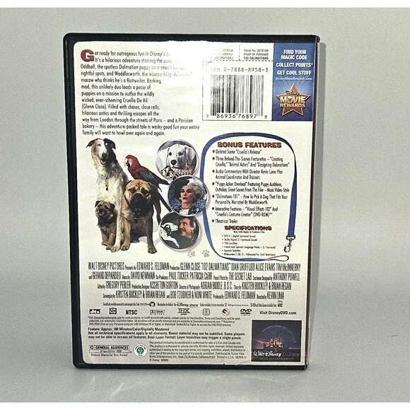 Disney 102 Dalmatians DVD Glenn Close Live Action Movie Tested w Case Disc - Picture 2 of 6